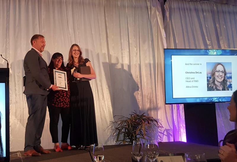 Christina winning the 2018 Canberra Women in Business Innovation Award