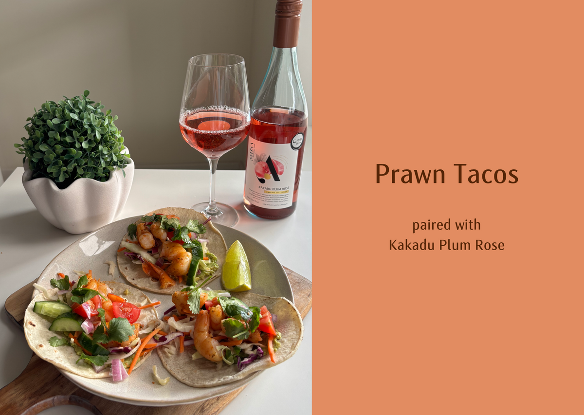Prawn Tacos with Kakadu Plum Non Alcoholic Rose